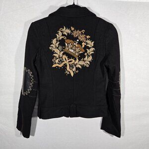 RARE Vintage FLAIR COLLECTION Steampunk MILITARY Black Wool Jacket Women Size S.